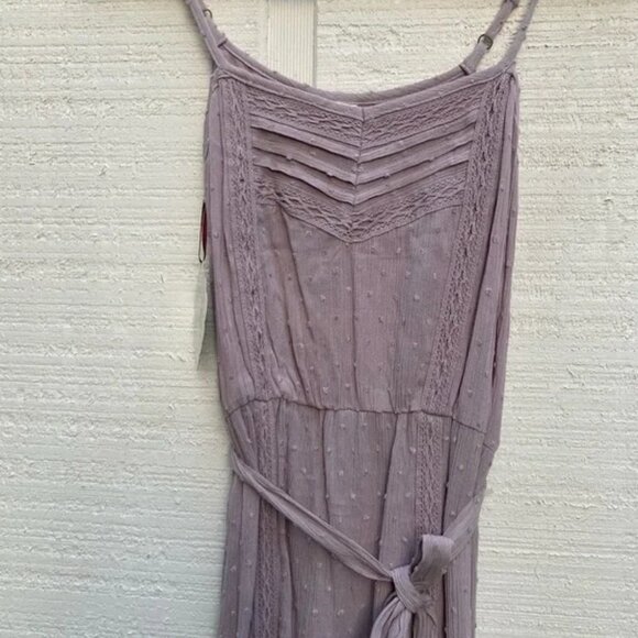 NWT KNOX Rose Sleeveless Clip Dot Midi Dress Boho Purple Lavender XS - Picture 5 of 9